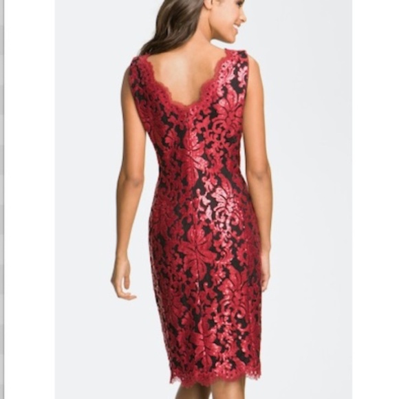 Tadashi Shoji Sleeveless Sequin Lace Sheath Pencil Midi Dress Size 2 / 4 - Picture 6 of 16